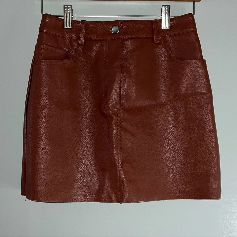 Faux Leather Mini Skirt - Picture 1 of 5